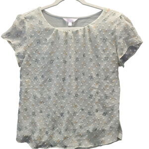 Lauren Conrad Womens Blouse Mint Green Size Medium 100% Polyester Short Sleeve